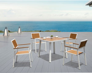 Modern Outdoor Dining Table Chairs Patio Furniture Garden Sets With Plastic Wood