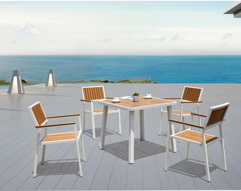 Modern Outdoor Dining Table Chairs Patio Furniture Garden Sets With Plastic Wood